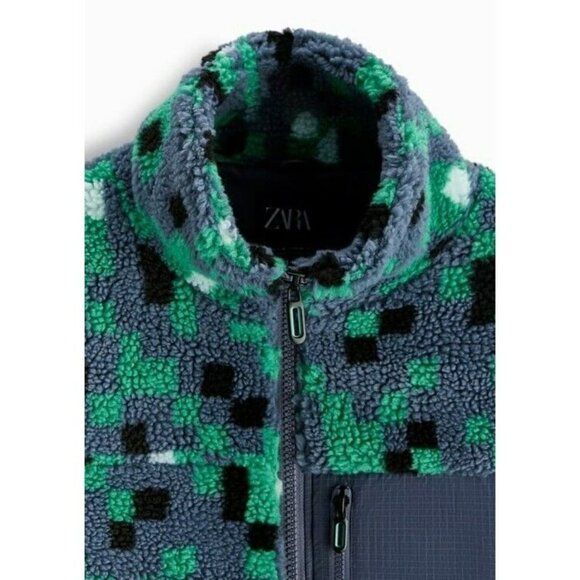 ZARA MAN NWT FW22 GRAY ABSTRACT PRINT FLEECE JACKET 3548/307 l-xl - Picture 13 of 13